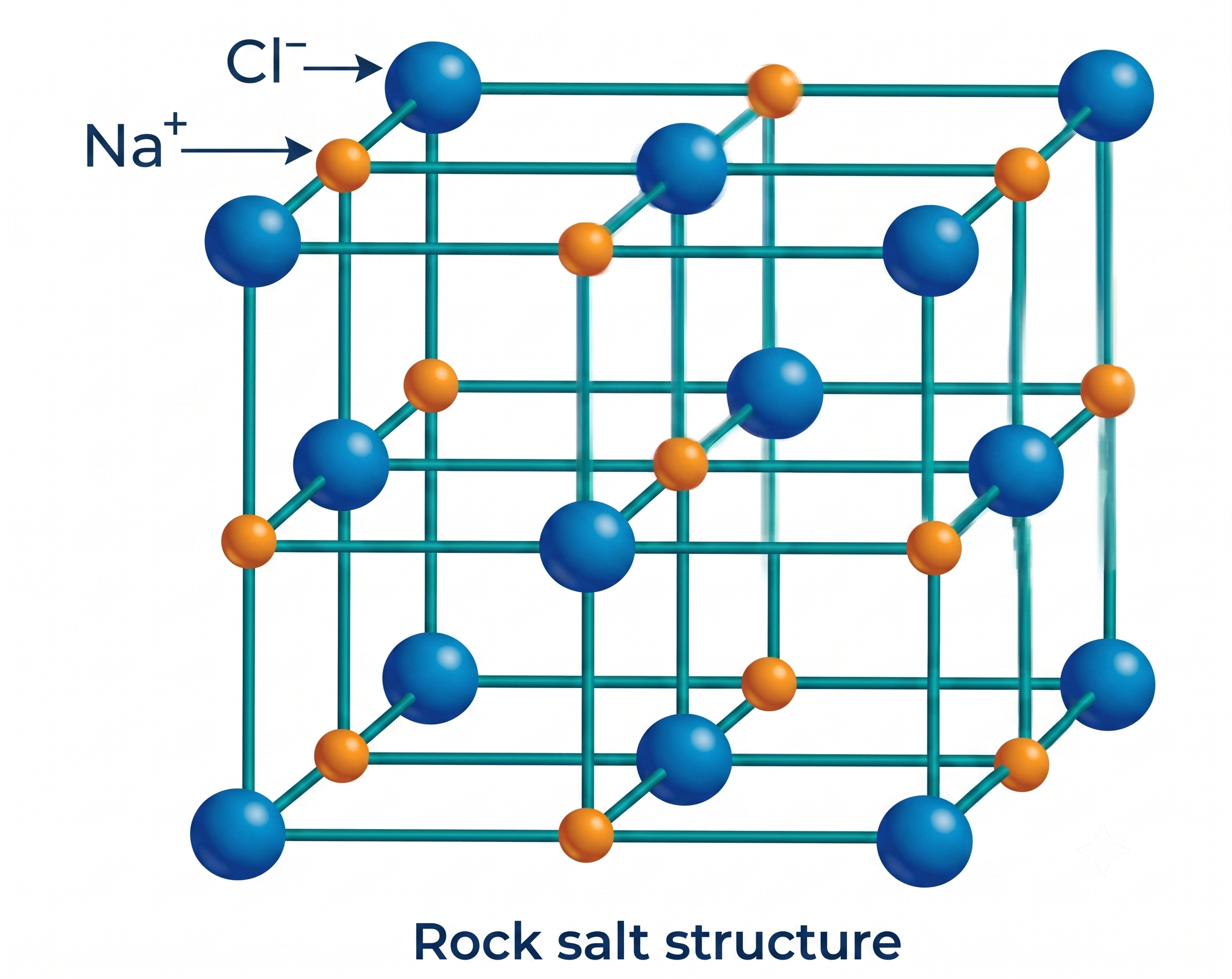 Rock Salt (NaCl) Crystal Lattice Structure